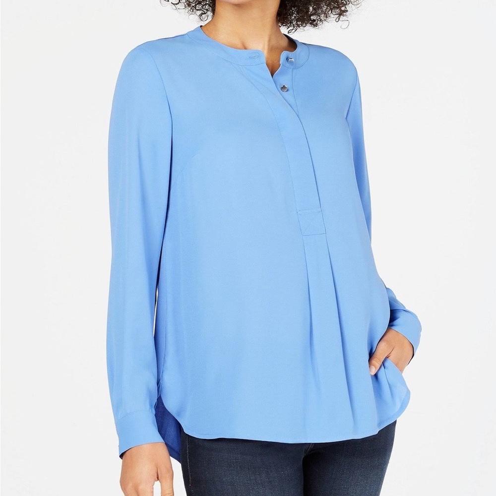 Women's Charter Club Mandarin Collar Half-Button Top